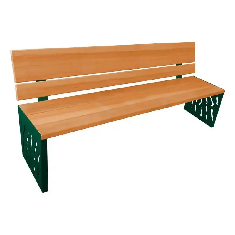 Banc bois et acier Venise 1 800 mm, 3 lames bois exotique 36 mm, dossier tout bois ou acier et bois