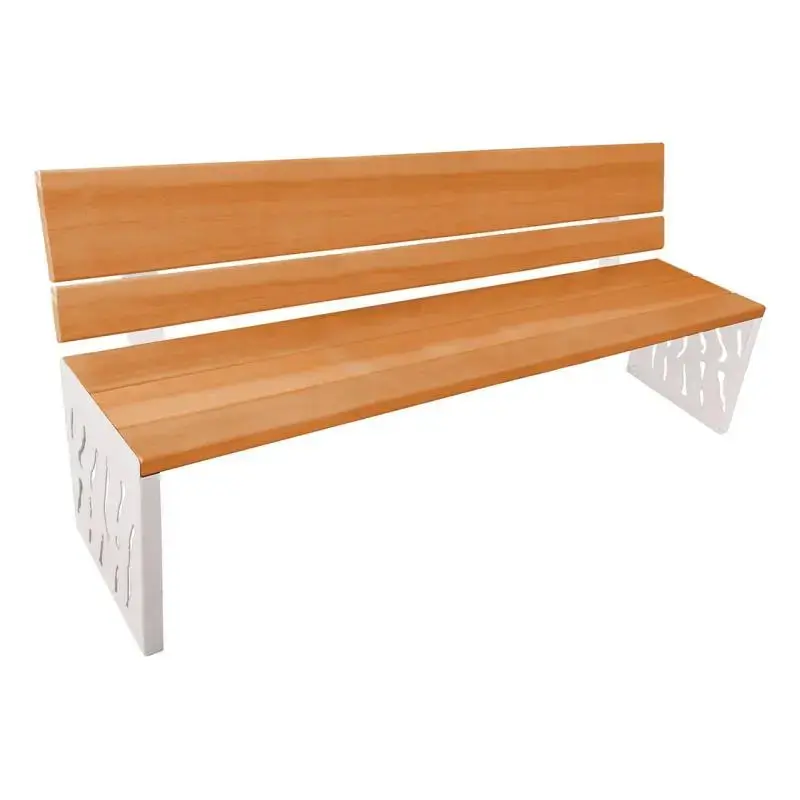 Banc bois et acier Venise 1 800 mm, 3 lames bois exotique 36 mm, dossier tout bois ou acier et bois
