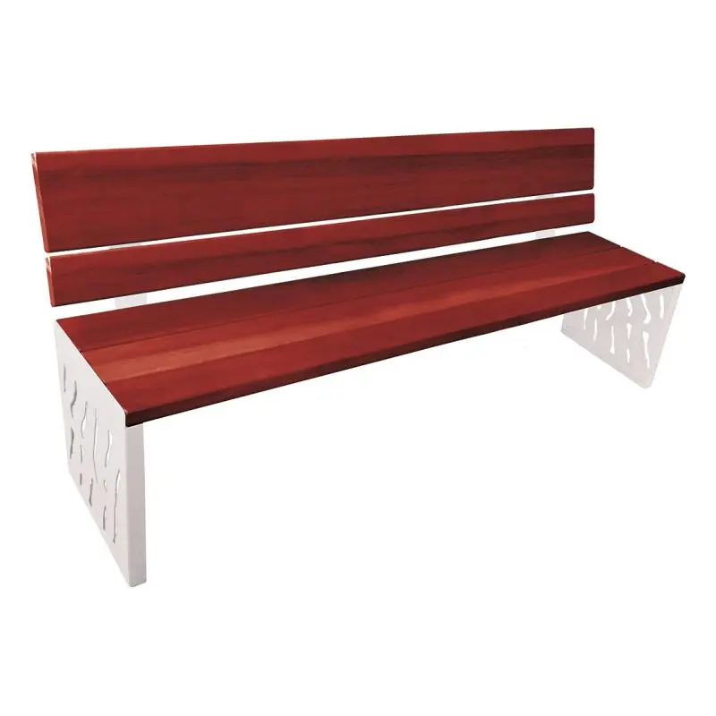 Banc bois et acier Venise 1 800 mm, 3 lames bois exotique 36 mm, dossier tout bois ou acier et bois