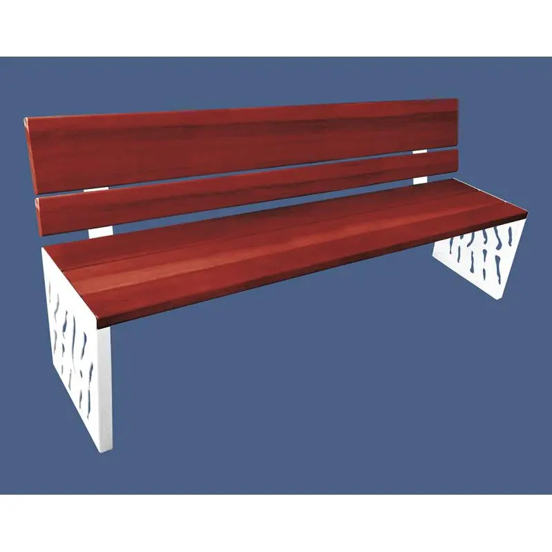 Banc bois et acier Venise 1 800 mm, 3 lames bois exotique 36 mm, dossier tout bois ou acier et bois