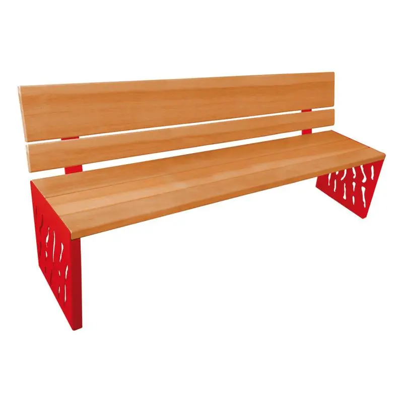 Banc bois et acier Venise 1 800 mm, 3 lames bois exotique 36 mm, dossier tout bois ou acier et bois