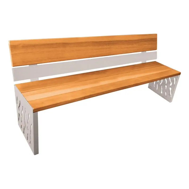 Banc bois et acier Venise 1 800 mm, 3 lames bois exotique 36 mm, dossier tout bois ou acier et bois