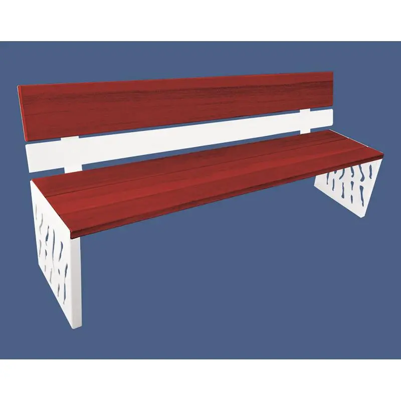 Banc bois et acier Venise 1 800 mm, 3 lames bois exotique 36 mm, dossier tout bois ou acier et bois