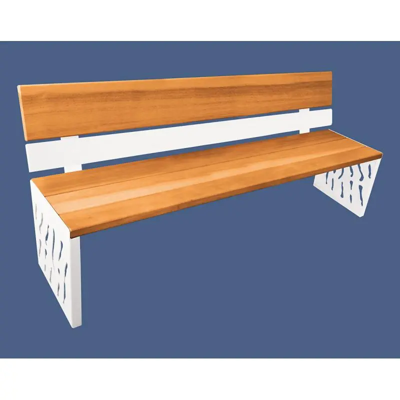 Banc bois et acier Venise 1 800 mm, 3 lames bois exotique 36 mm, dossier tout bois ou acier et bois