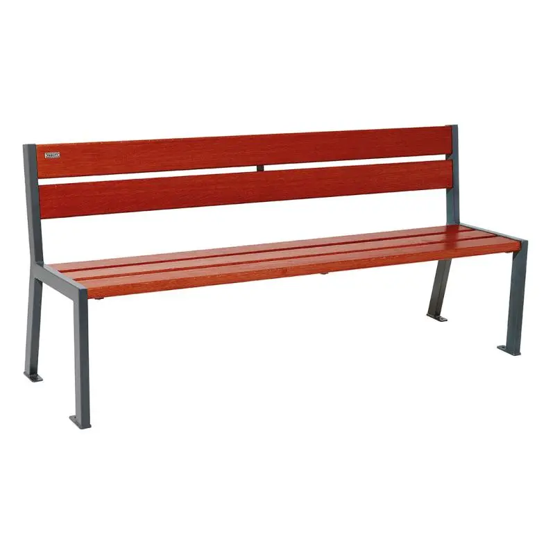 Banc bois et acier Silaos 1 200 ou 1 800 mm, 5 ou 6 lames en chêne PEFC, avec ou sans accoudoirs