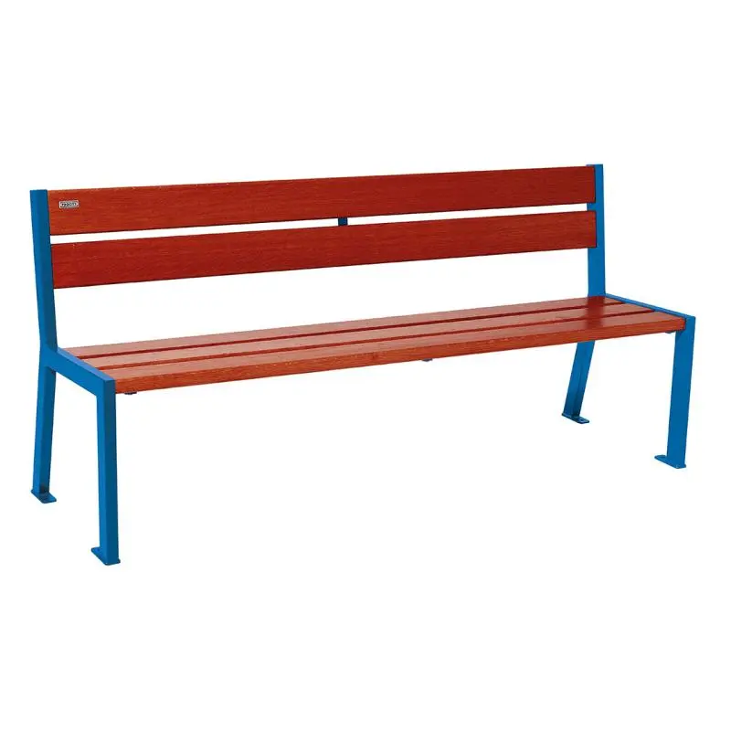 Banc bois et acier Silaos 1 200 ou 1 800 mm, 5 ou 6 lames en chêne PEFC, avec ou sans accoudoirs