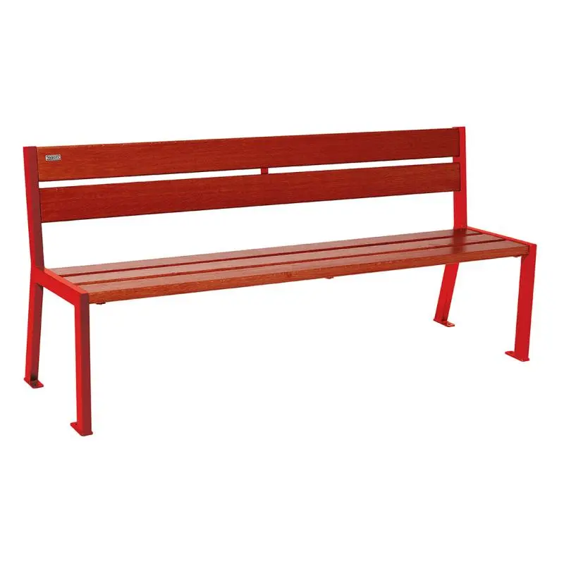 Banc bois et acier Silaos 1 200 ou 1 800 mm, 5 ou 6 lames en chêne PEFC, avec ou sans accoudoirs