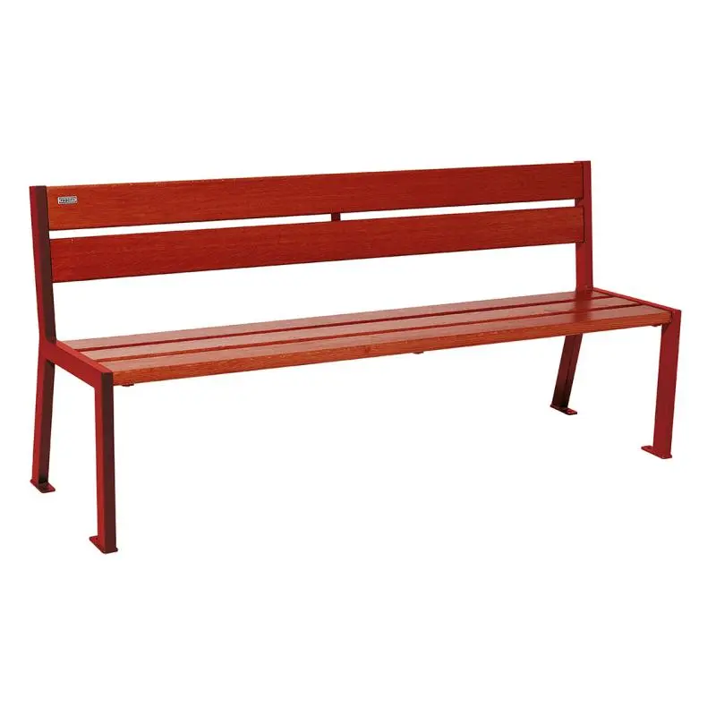 Banc bois et acier Silaos 1 200 ou 1 800 mm, 5 ou 6 lames en chêne PEFC, avec ou sans accoudoirs
