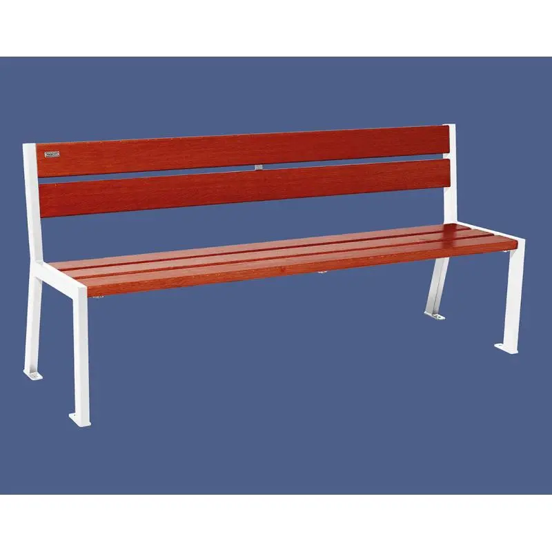 Banc bois et acier Silaos 1 200 ou 1 800 mm, 5 ou 6 lames en chêne PEFC, avec ou sans accoudoirs