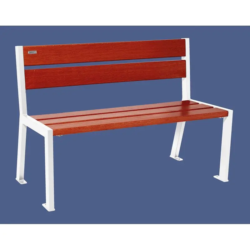 Banc bois et acier Silaos 1 200 ou 1 800 mm, 5 ou 6 lames en chêne PEFC, avec ou sans accoudoirs
