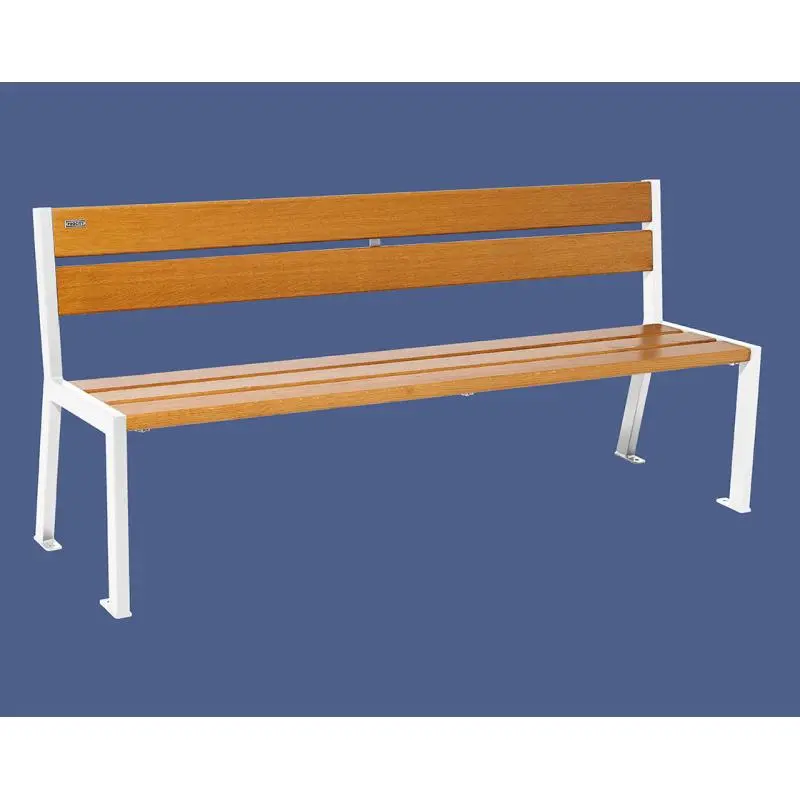 Banc bois et acier Silaos 1 200 ou 1 800 mm, 5 ou 6 lames en chêne PEFC, avec ou sans accoudoirs