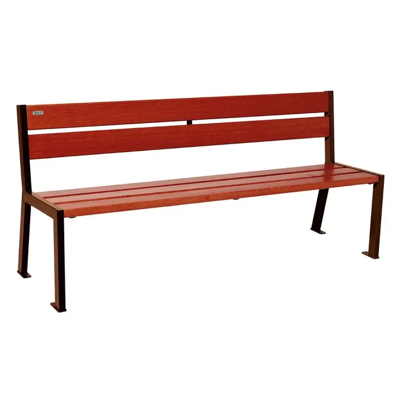 Banc bois et acier Silaos 1 200 ou 1 800 mm, 5 ou 6 lames en chêne PEFC, avec ou sans accoudoirs