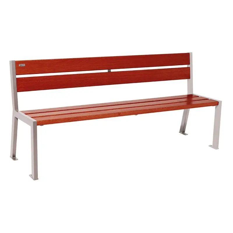 Banc bois et acier Silaos 1 200 ou 1 800 mm, 5 ou 6 lames en chêne PEFC, avec ou sans accoudoirs