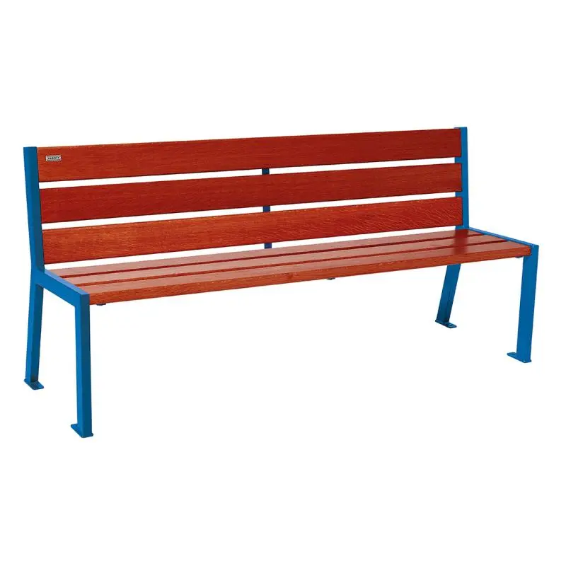 Banc bois et acier Silaos 1 200 ou 1 800 mm, 5 ou 6 lames en chêne PEFC, avec ou sans accoudoirs