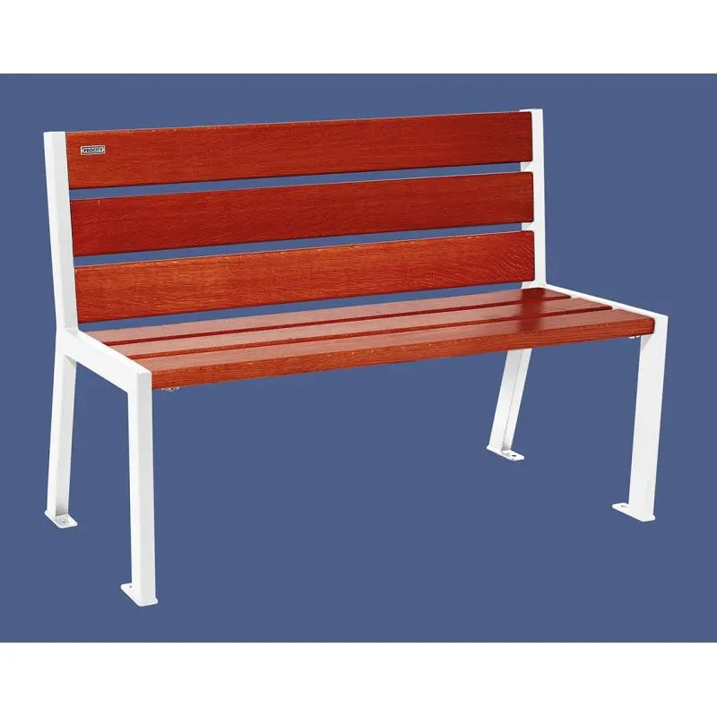 Banc bois et acier Silaos 1 200 ou 1 800 mm, 5 ou 6 lames en chêne PEFC, avec ou sans accoudoirs