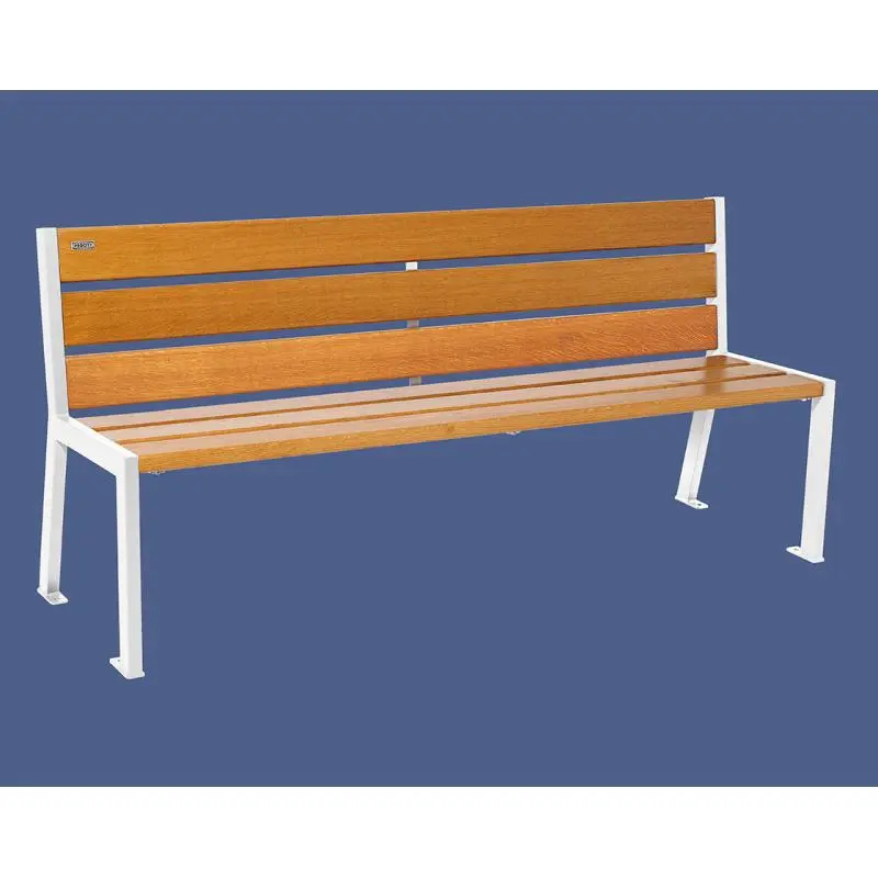 Banc bois et acier Silaos 1 200 ou 1 800 mm, 5 ou 6 lames en chêne PEFC, avec ou sans accoudoirs
