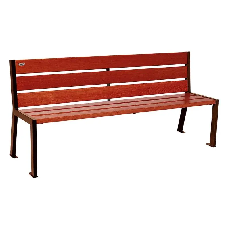 Banc bois et acier Silaos 1 200 ou 1 800 mm, 5 ou 6 lames en chêne PEFC, avec ou sans accoudoirs