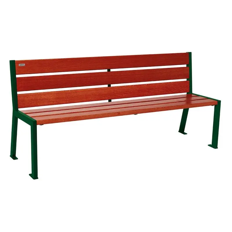 Banc bois et acier Silaos 1 200 ou 1 800 mm, 5 ou 6 lames en chêne PEFC, avec ou sans accoudoirs