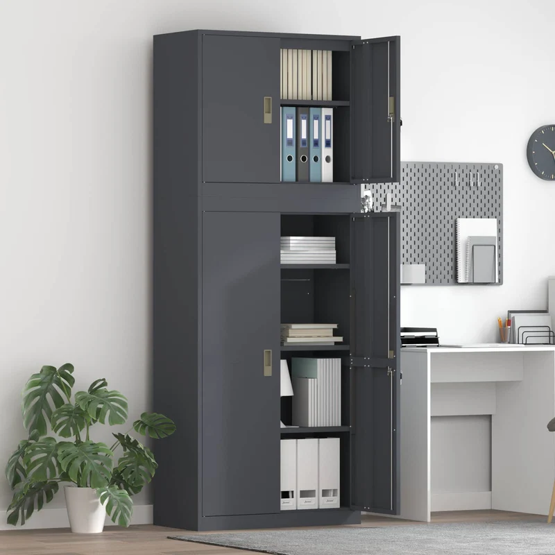 Storage Cabinet 2 pcs Anthracite 80 x 40 x 210 cm Steel