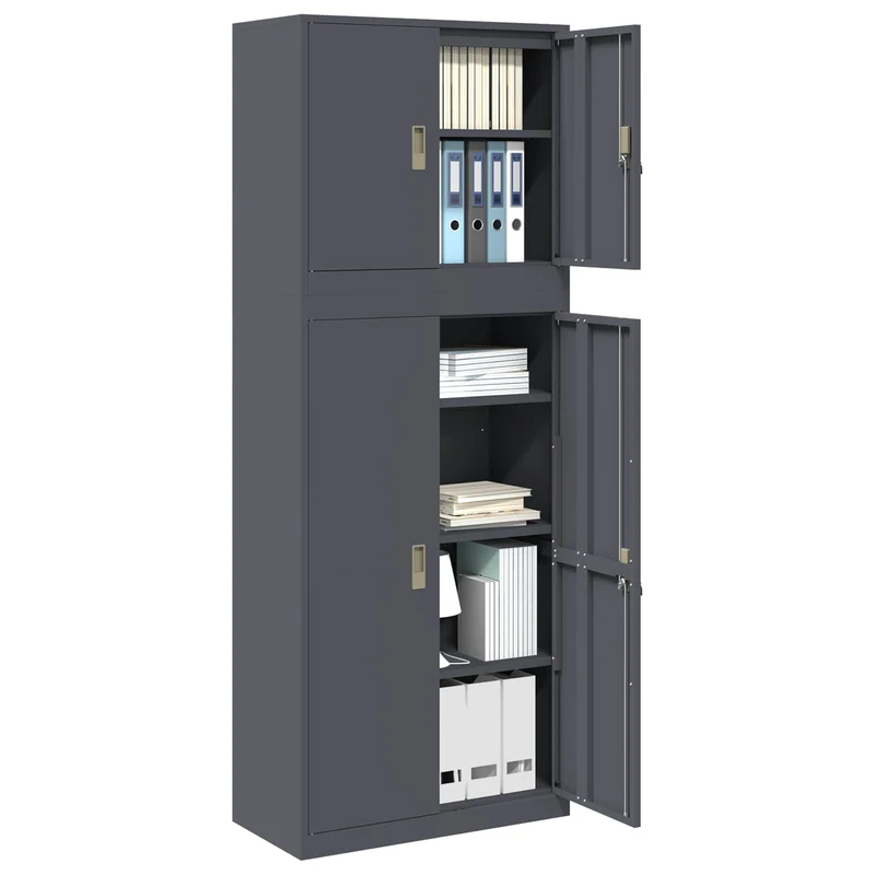 Storage Cabinet 2 pcs Anthracite 80 x 40 x 210 cm Steel