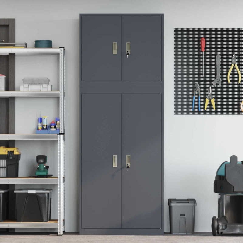 Storage Cabinet 2 pcs Anthracite 80 x 40 x 210 cm Steel