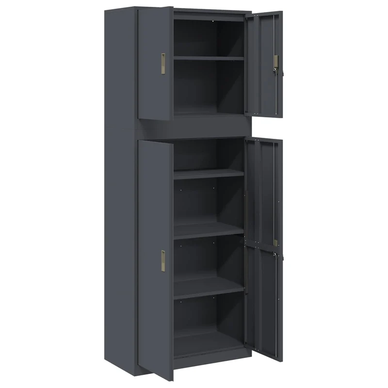 Storage Cabinet 2 pcs Anthracite 80 x 40 x 210 cm Steel