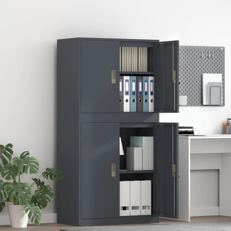 Storage Cabinet 2 pcs Anthracite 80 x 40 x 160 cm Steel