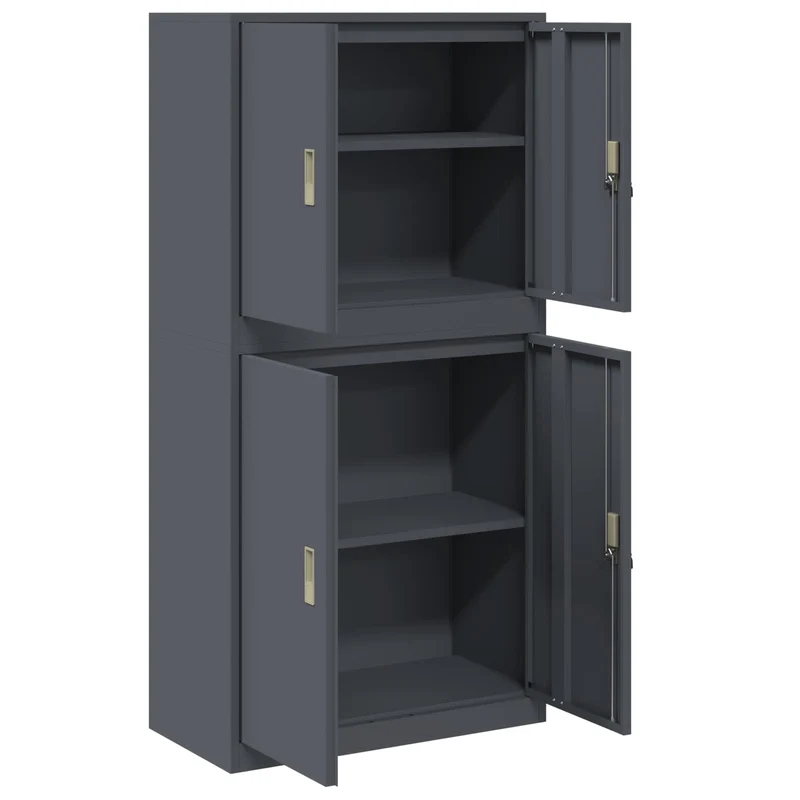 Storage Cabinet 2 pcs Anthracite 80 x 40 x 160 cm Steel