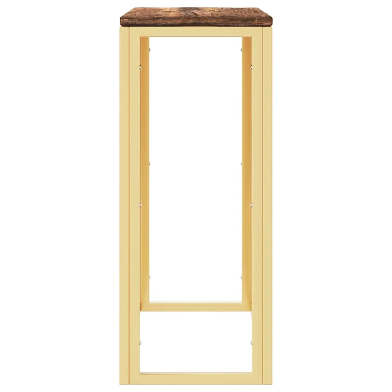 Console Table Gold Stainless Steel and Solid Wood Reclaimed