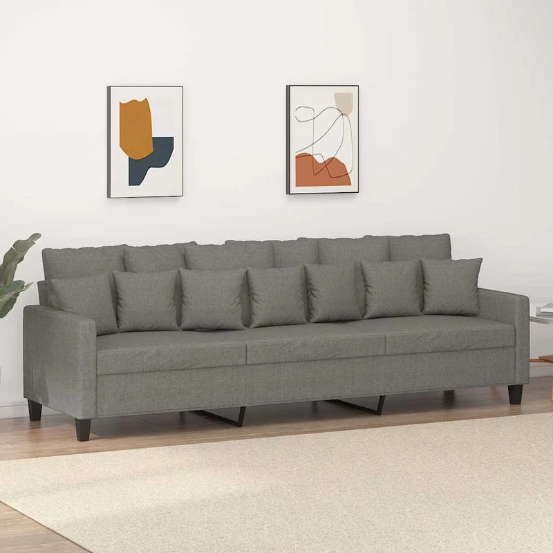 3-Seater Sofa Dark Grey 210 cm Fabric