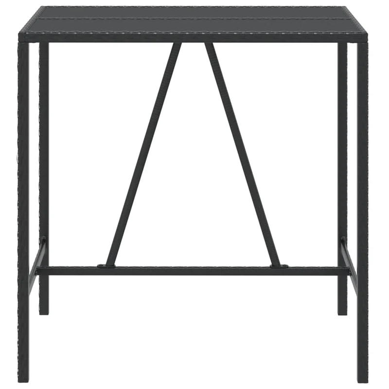 Bar Table with Glass Top Black 110x70x110 cm Poly Rattan