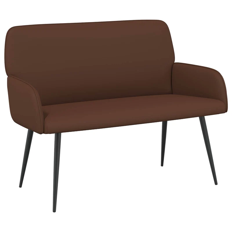 2 Seater Sofa with Metal Legs 2-Seater Brown Faux Leather
