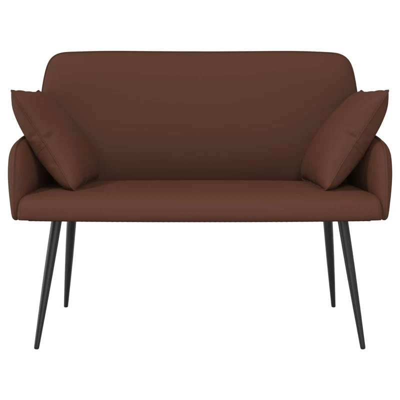 2 Seater Sofa with Metal Legs 2-Seater Brown Faux Leather