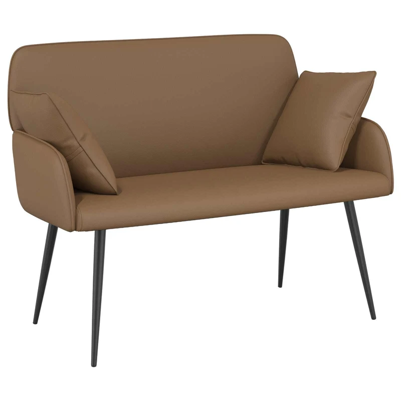 2 Seater Sofa with Metal Legs 2-Seater Cappuccino Faux Leather