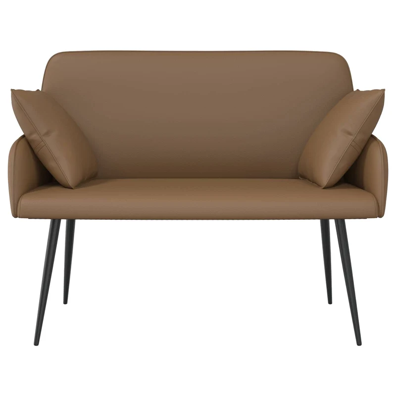 2 Seater Sofa with Metal Legs 2-Seater Cappuccino Faux Leather