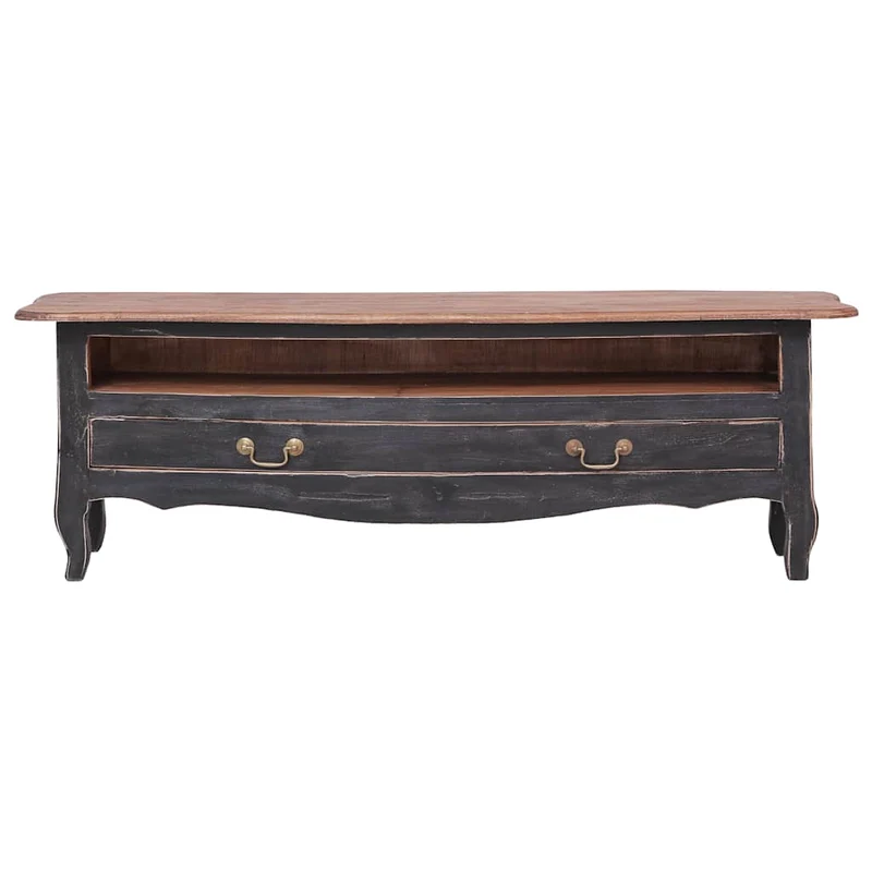 283901 vidaXL TV Cabinet 120x30x40 cm Black Solid Mahogany Wood