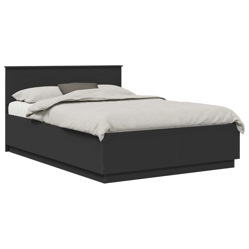 Bed Frame with Headboard Black 150 x 200 cm Engineered Wood