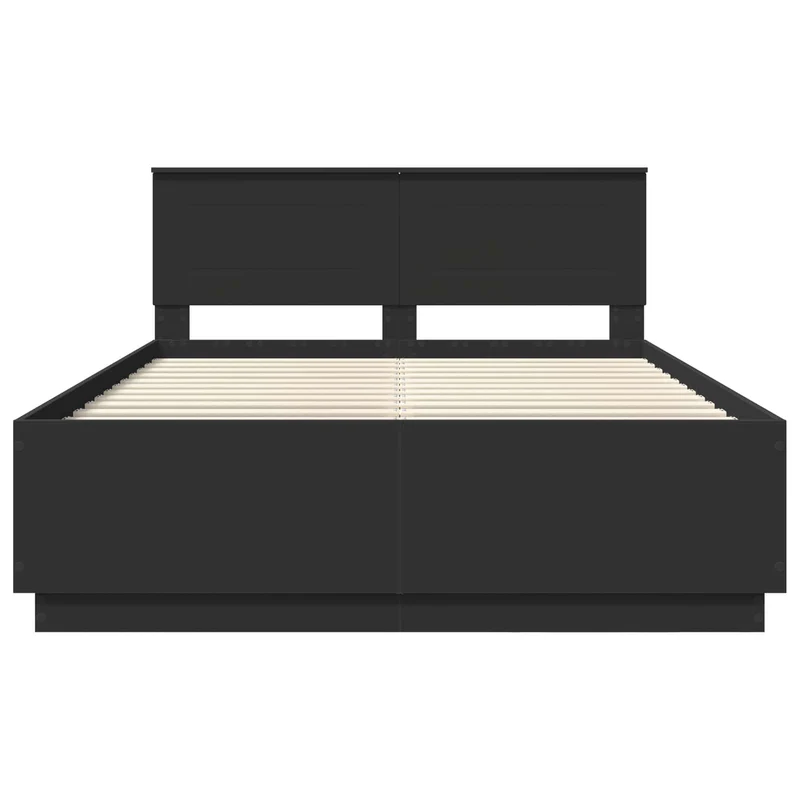 Bed Frame with Headboard Black 150 x 200 cm Engineered Wood
