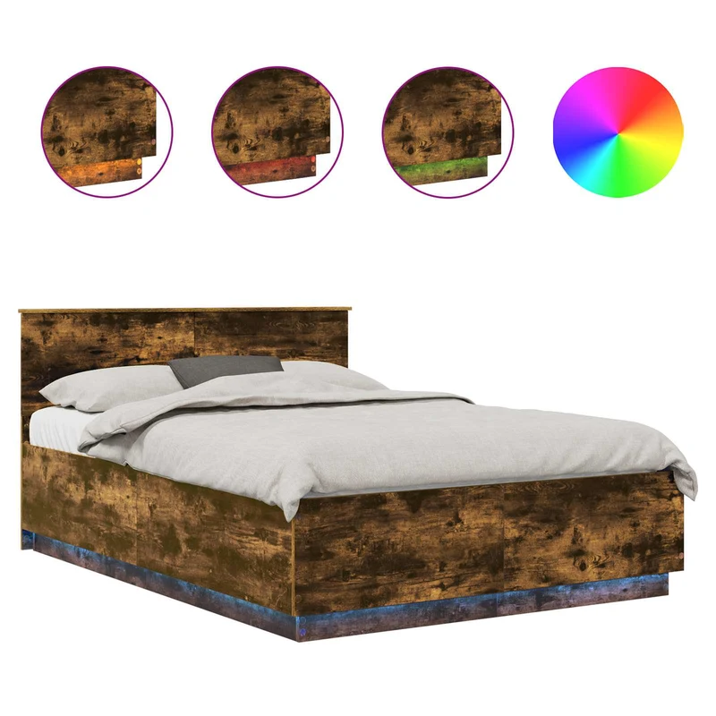 Bed Frame Smoked Oak 150 x 200 cm Engineered Wood