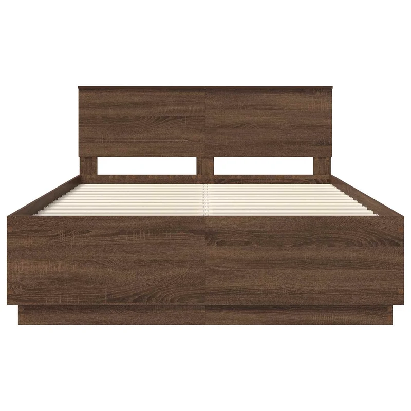 Bed Frame with Headboard Brown Oak 150 x 200 cm Engineered Wood