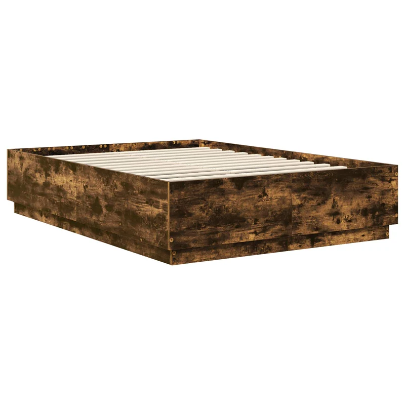 Bed Frame Smoked Oak 140 x 200 cm Engineered Wood