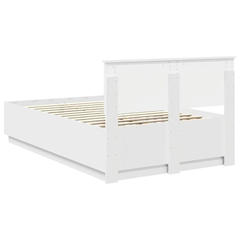 Bed Frame with Headboard White 135 x 190 cm Engineered Wood