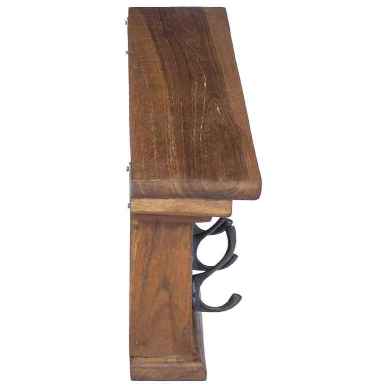 Wall Mounted Coat Rack Natural 100 x 10 x 20 cm Solid Teak Wood