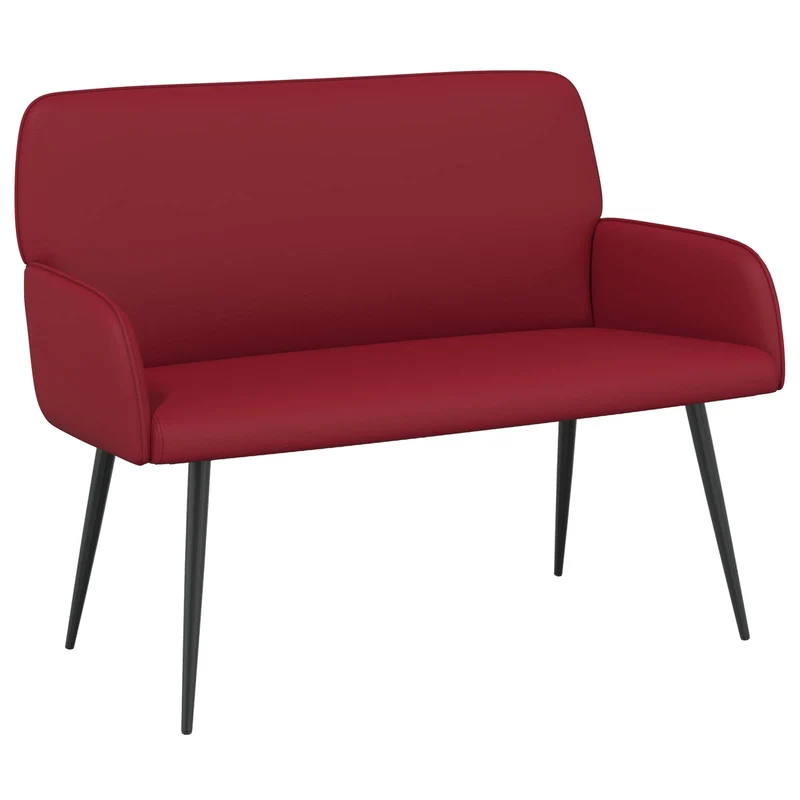 2 Seater Sofa with Metal Legs 2-Seater Wine Red Faux Leather