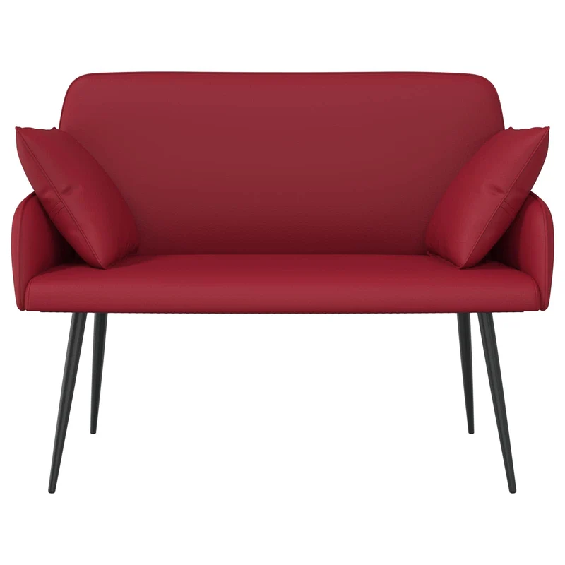 2 Seater Sofa with Metal Legs 2-Seater Wine Red Faux Leather
