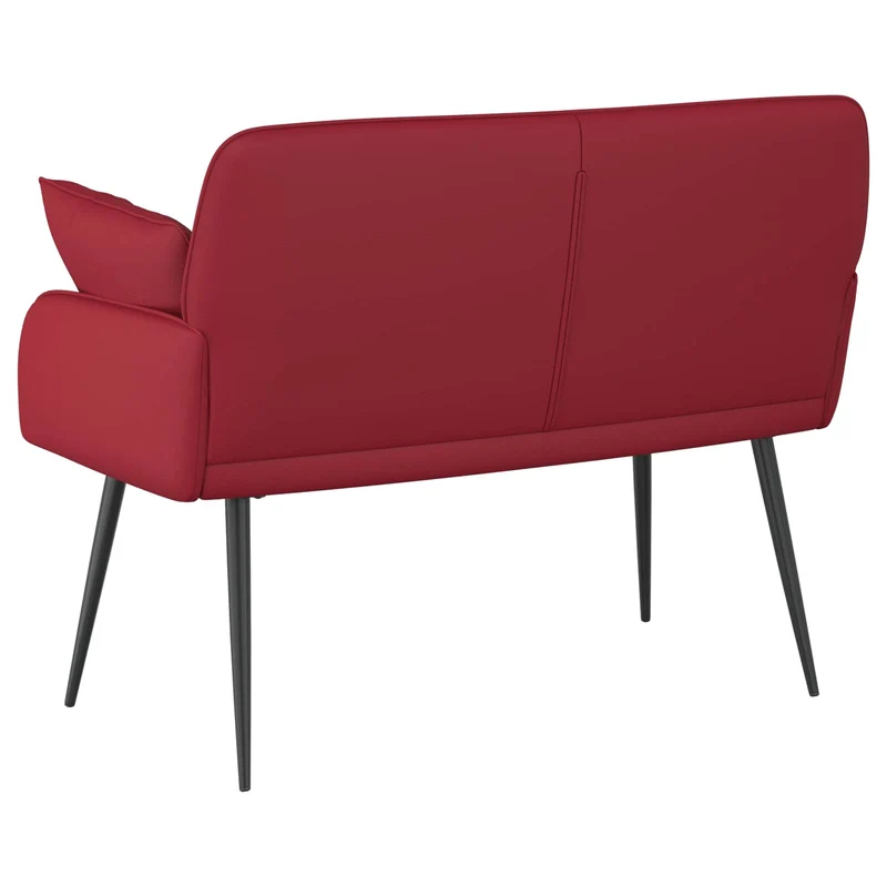 2 Seater Sofa with Metal Legs 2-Seater Wine Red Faux Leather