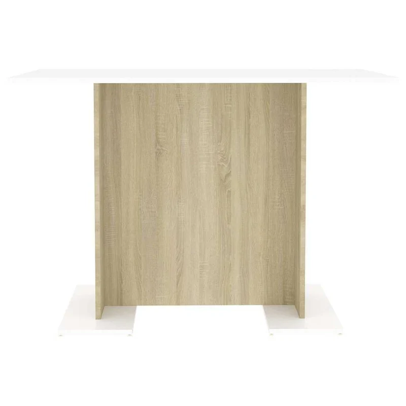 800248 vidaXL Dining Table White and Sonoma Oak 110x60x75 cm Engineered Wood