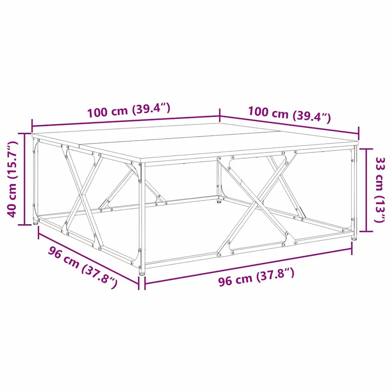 Coffee Table Old Wood 100 x 100 x 40 cm Engineered Wood