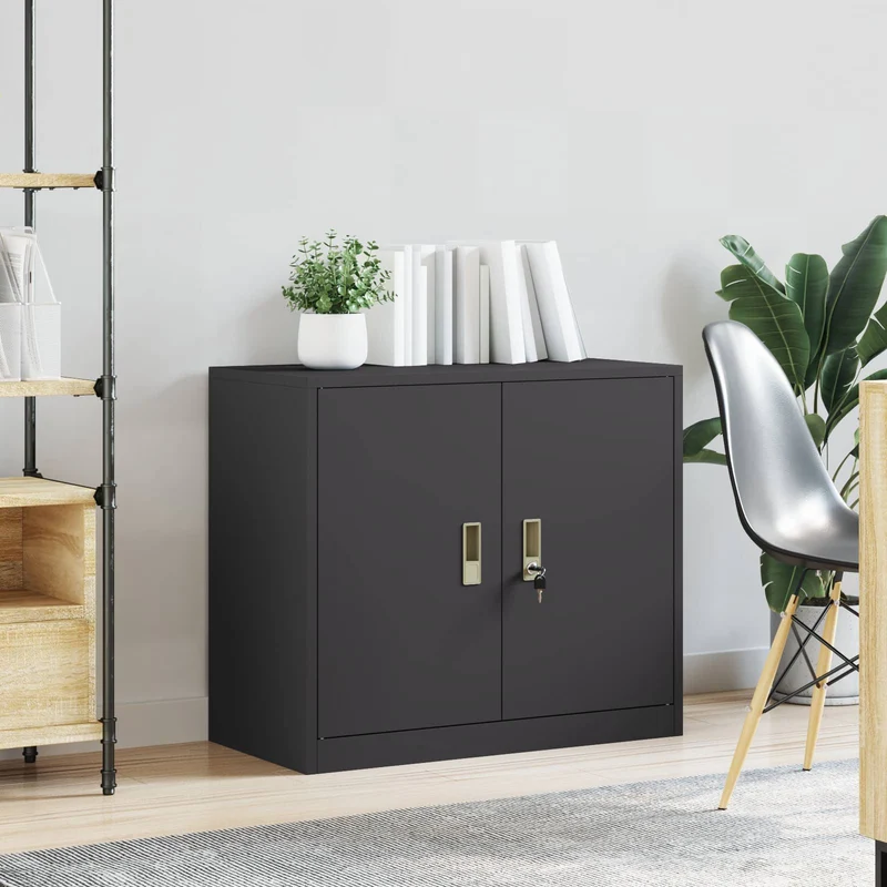 Storage Cabinet Black 80 x 40 x 70 cm Steel