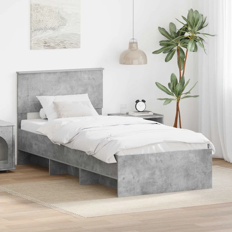 Bed Frame Concrete Grey 100 x 200 cm Engineered Wood